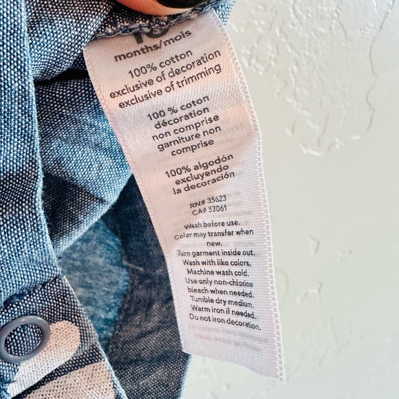 Carter's Baby Girl Romper Denim Jumpsuit Ruffle Sleeve SZ 18 months NWT! - Picture 8 of 9